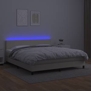 Box spring postel s matrací a LED krémová 160x200 cm umělá kůže - obrázek 4