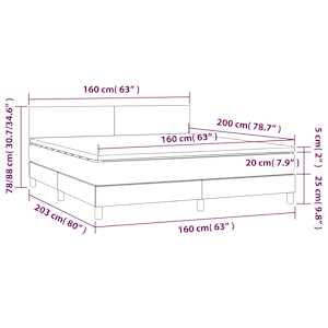 Box spring postel s matrací a LED šedá 160x200 cm umělá kůže - obrázek 8