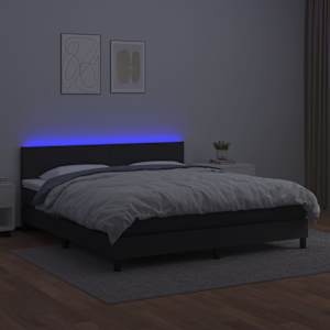 Box spring postel s matrací a LED černá 180x200 cm umělá kůže - obrázek 4