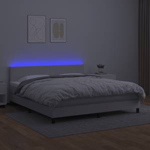 Box spring postel s matrací a LED bílá 180x200 cm umělá kůže - obrázek 4