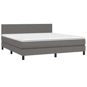 Box spring postel s matrací a LED šedá 180x200 cm umělá kůže - obrázek 3
