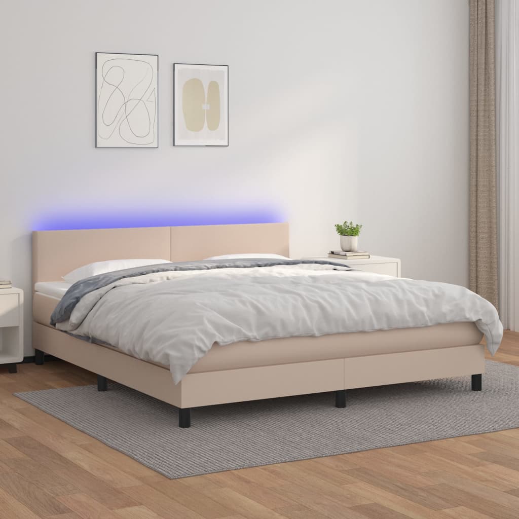 Boxspringbett mit Matratze & LED Cappuccino-Braun 180x200cm