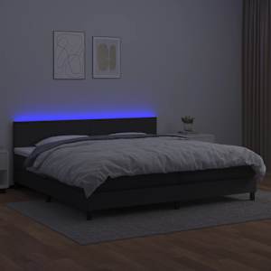 Box spring postel s matrací a LED černá 200x200 cm umělá kůže - obrázek 4
