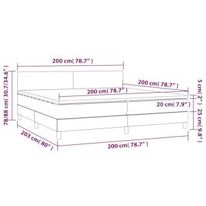 Box spring postel s matrací a LED černá 200x200 cm umělá kůže - obrázek 8