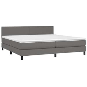 Box spring postel s matrací a LED šedá 200x200 cm umělá kůže - obrázek 3