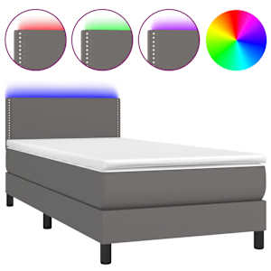 Box spring postel s matrací a LED šedá 80 x 200 cm umělá kůže - obrázek 2
