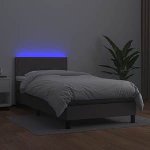 Box spring postel s matrací a LED šedá 80 x 200 cm umělá kůže - obrázek 4