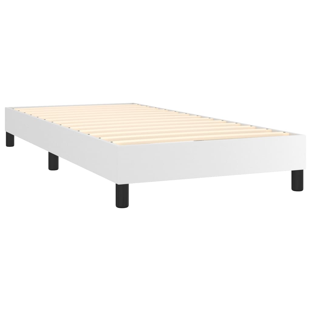 Fehér műbőr rugós ágy matraccal és LED-del 90x200 cm 