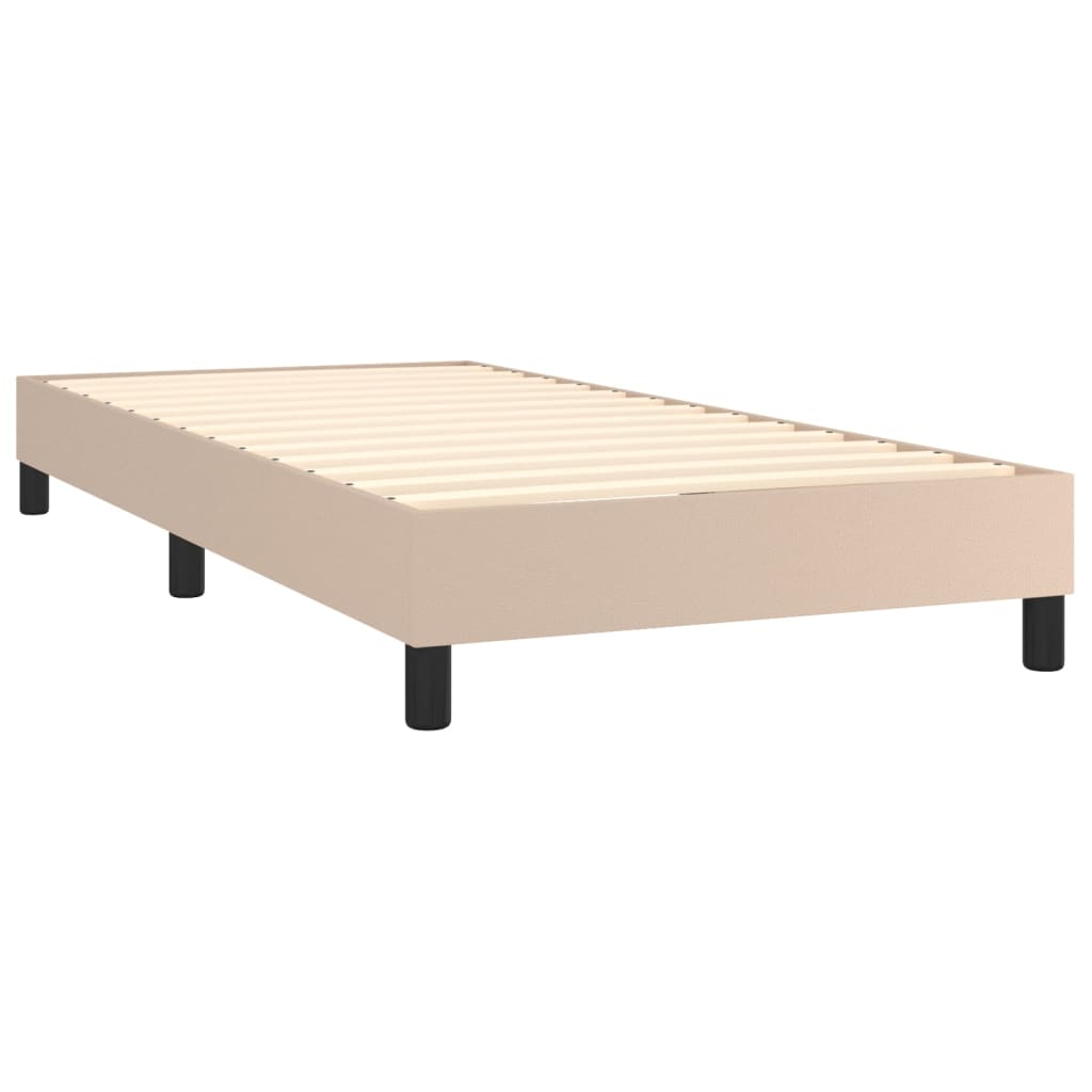 Box spring postel matrace a LED cappuccino 100x200cm umělá kůže