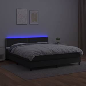 Box spring postel s matrací a LED černá 180x200 cm umělá kůže - obrázek 4
