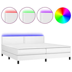 Box spring postel s matrací a LED bílá 200x200 cm umělá kůže - obrázek 2