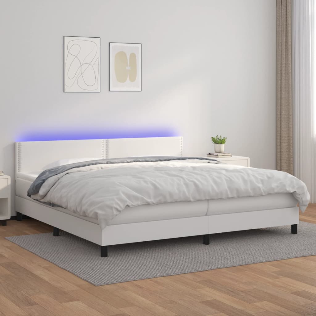  ΚΡΕΒΑΤΙ BOXSPRING ΜΕ ΣΤΡΩΜΑ & LED ΛΕΥΚΟ 200X200 ΕΚ. ΣΥΝΘ. ΔΕΡΜΑ V-3134184