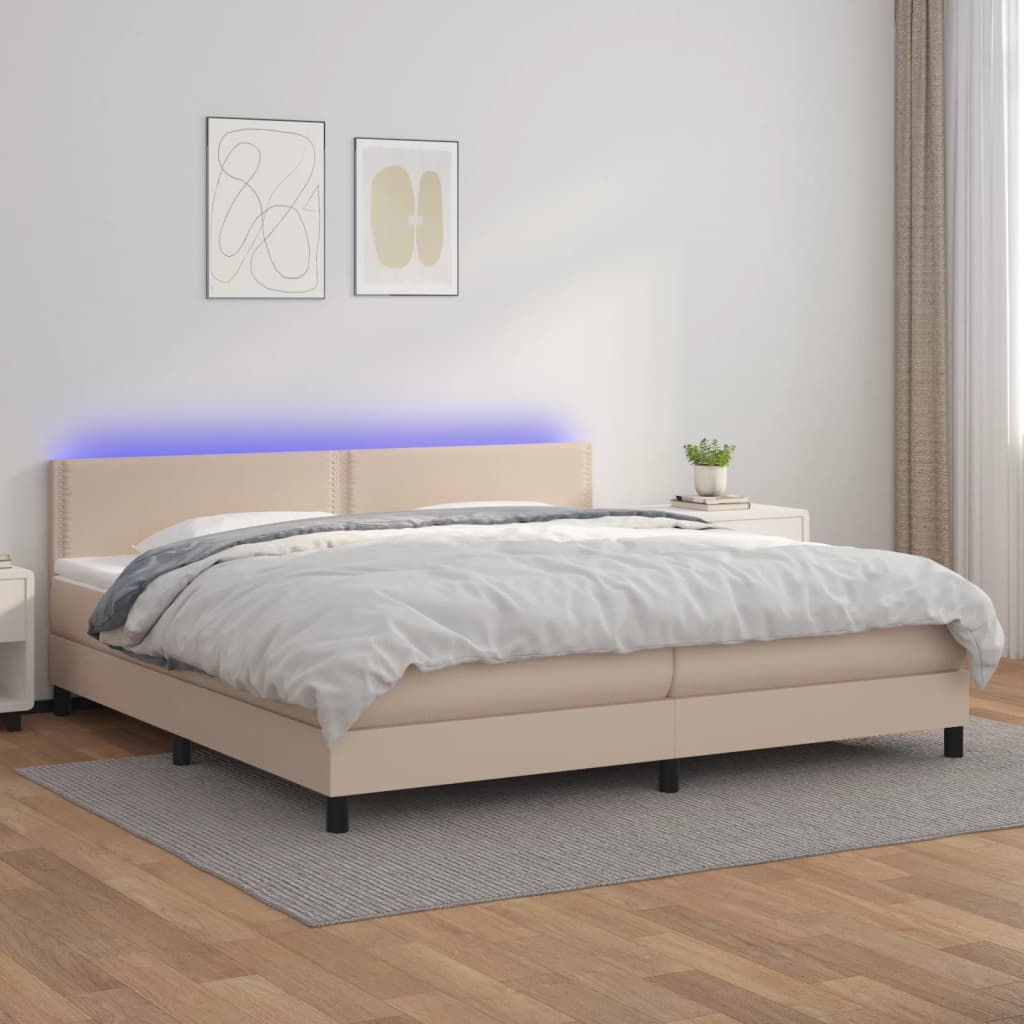 Boxspringbett mit Matratze & LED Cappuccino-Braun 200x200cm