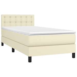 Box spring postel s matrací a LED krémová 80x200 cm umělá kůže - obrázek 3