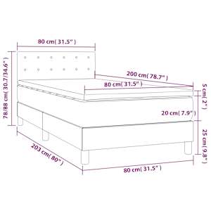Box spring postel s matrací a LED šedá 80 x 200 cm umělá kůže - obrázek 8