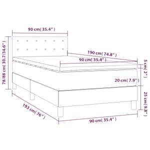 Box spring postel s matrací a LED krémová 90x190 cm umělá kůže - obrázek 8