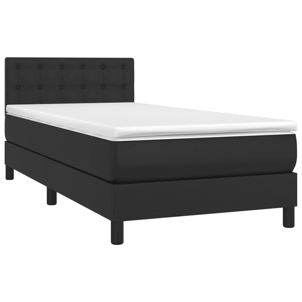 vidaXL Boxspring met matras en LED kunstleer zwart 90x200 cm afbeelding