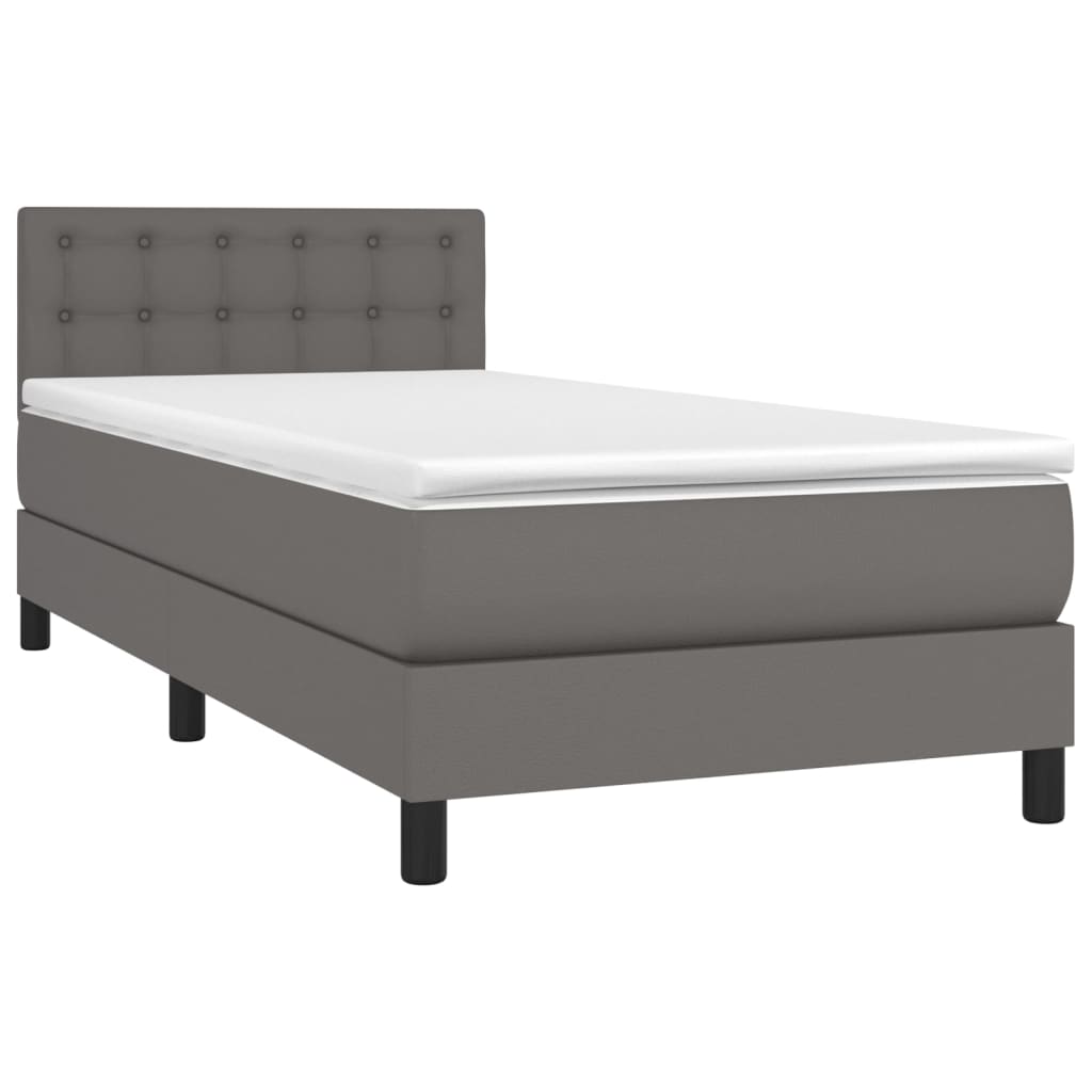 vidaXL Boxspring met matras en LED kunstleer grijs 100x200 cm afbeelding
