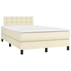 Box spring postel s matrací a LED krémová 120x200 cm umělá kůže - obrázek 3