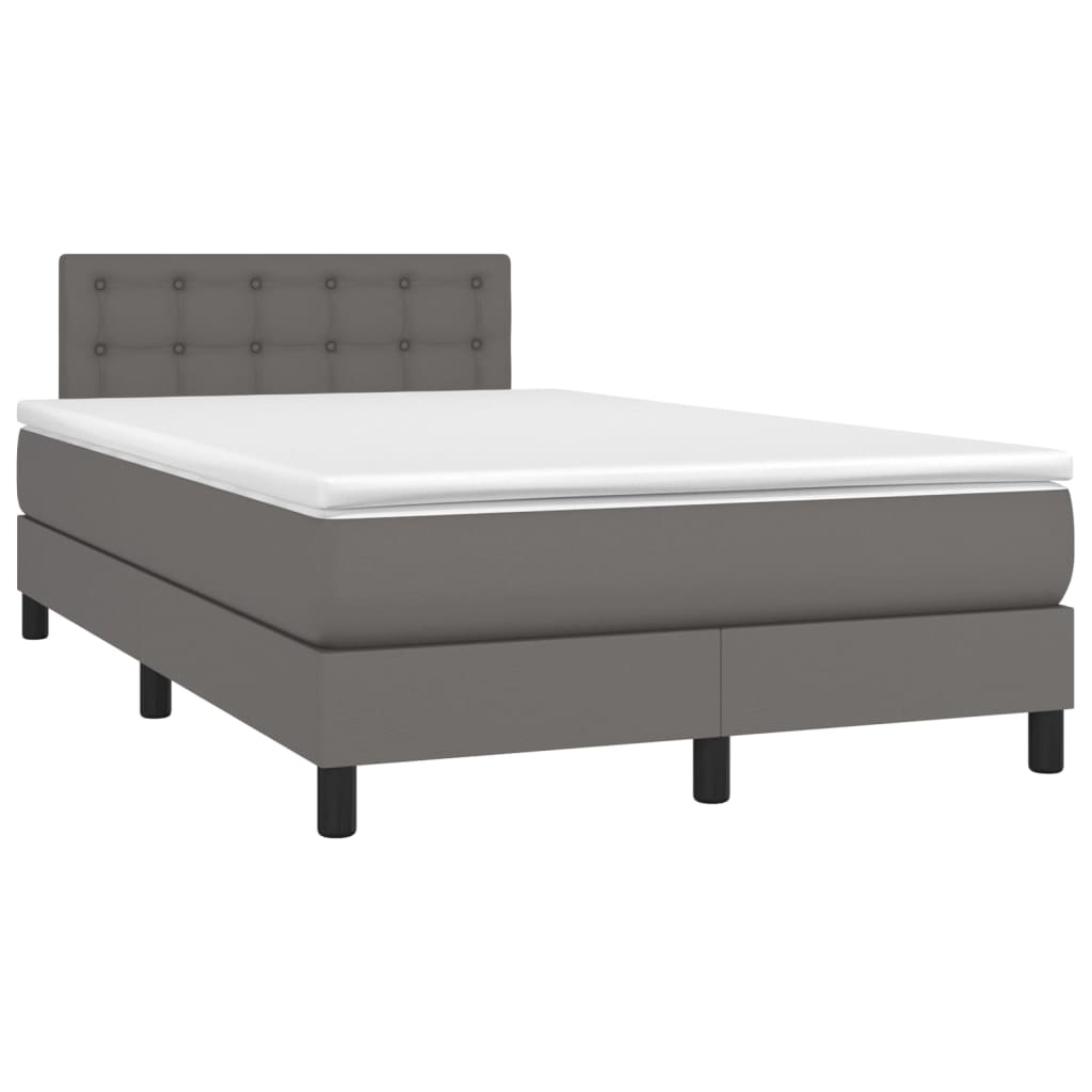 vidaXL Boxspring met matras en LED kunstleer grijs 120x200 cm afbeelding