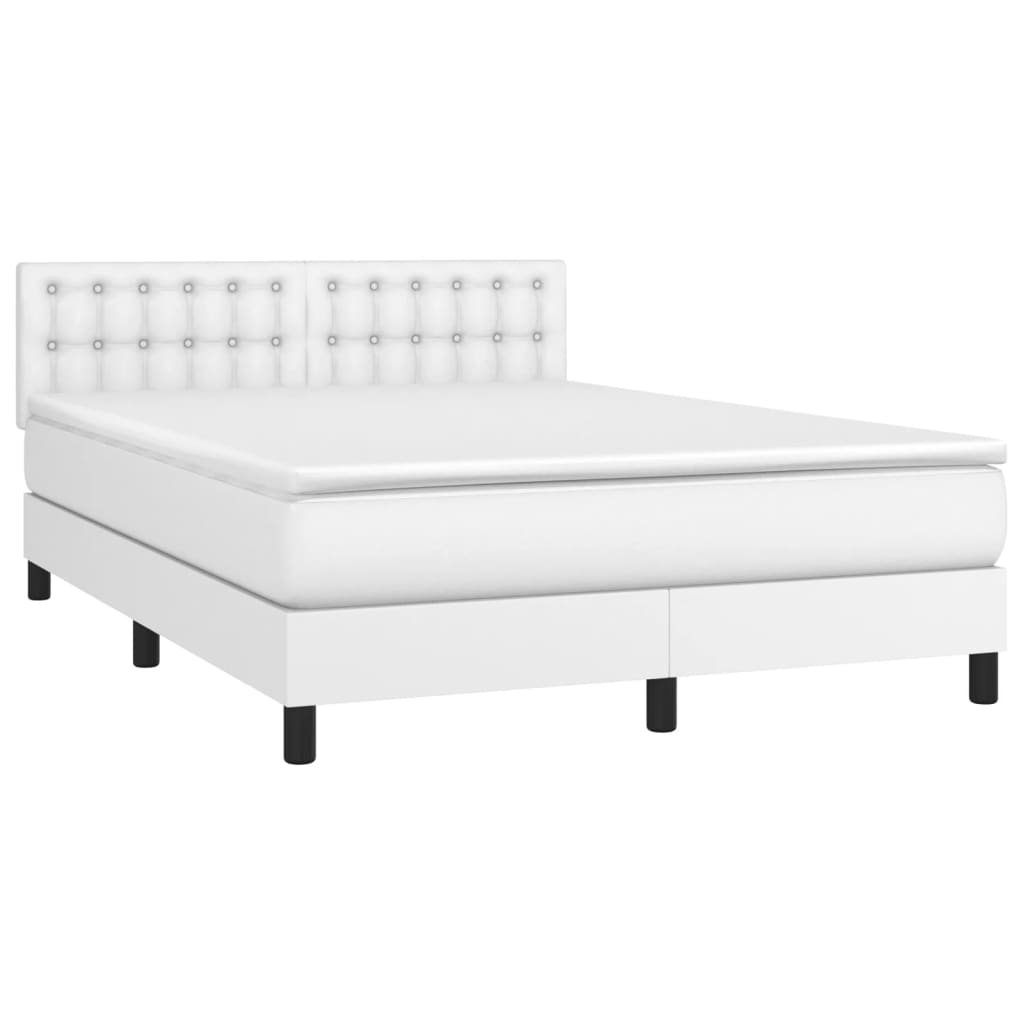 Thumbnail - vidaXL Boxspringbett mit Matratze & LED Weiß 140x190 cm Kunstleder