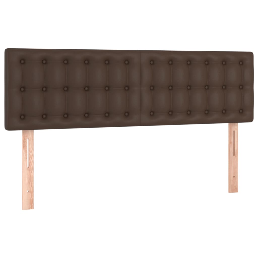 Боксспринг легло с матрак LED кафяво 140x190 см изкуствена кожа