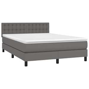 Box spring postel s matrací a LED šedá 140x190 cm umělá kůže - obrázek 3