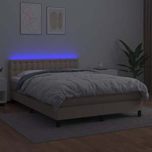 Box spring postel matrace a LED cappuccino 140x190cm umělá kůže - obrázek 4