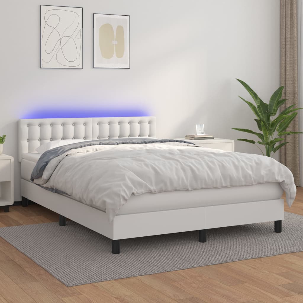  ΚΡΕΒΑΤΙ BOXSPRING ΜΕ ΣΤΡΩΜΑ & LED ΛΕΥΚΟ 140X200 ΕΚ. ΣΥΝΘ. ΔΕΡΜΑ V-3134226