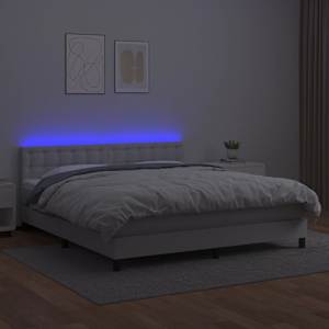 Box spring postel s matrací a LED bílá 160x200 cm umělá kůže - obrázek 4