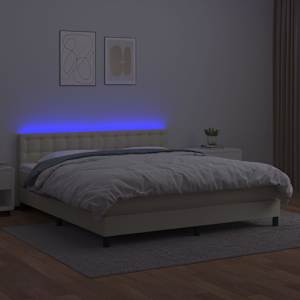 Box spring postel s matrací a LED krémová 160x200 cm umělá kůže - obrázek 4