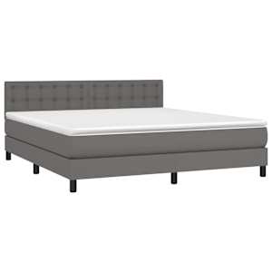 Box spring postel s matrací a LED šedá 160x200 cm umělá kůže - obrázek 3