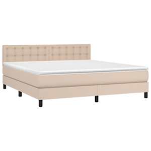 Box spring postel matrace a LED cappuccino 160x200cm umělá kůže - obrázek 3