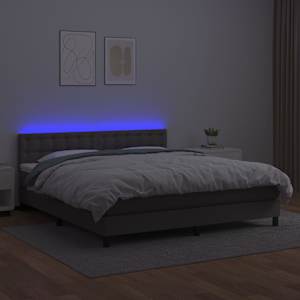 Box spring postel s matrací a LED šedá 180x200 cm umělá kůže - obrázek 4