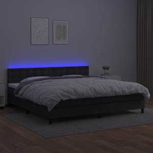 Box spring postel s matrací a LED černá 200x200 cm umělá kůže - obrázek 4