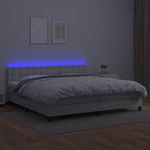 Box spring postel s matrací a LED bílá 200x200 cm umělá kůže - obrázek 4