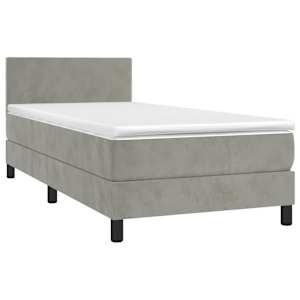 Box spring postel s matrací a LED světle šedá 80 x 200 cm samet - obrázek 3