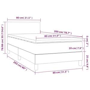Box spring postel s matrací a LED světle šedá 80 x 200 cm samet - obrázek 8