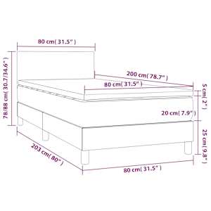 Box spring postel s matrací a LED tmavě šedá 80 x 200 cm samet - obrázek 8