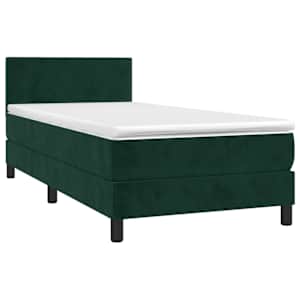 Box spring postel s matrací a LED tmavě zelená 80x200 cm samet - obrázek 3