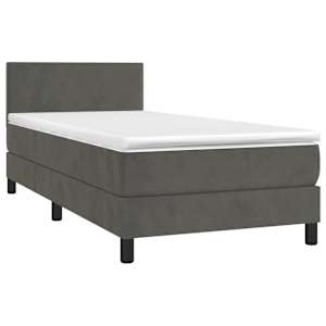 Box spring postel s matrací a LED tmavě šedá 90x190 cm samet - obrázek 3