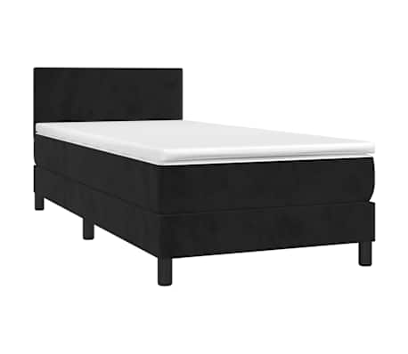 vidaXL Cama box spring colch&oacute;n y LED terciopelo negro 90x190 cm