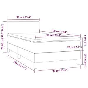 Box spring postel s matrací a LED tmavě modrá 90x190 cm samet - obrázek 9