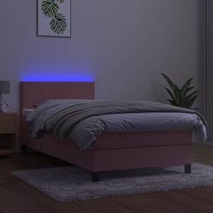 Box spring postel s matrací a LED růžová 90x190 cm samet - obrázek 4
