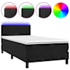 vidaXL kontinentaalvoodi madrats ja LED, must, 100x200 cm, samet