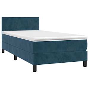 Box spring postel s matrací a LED tmavě modrá 100x200 cm samet - obrázek 3