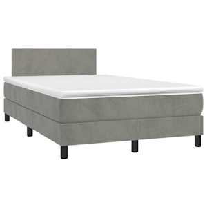 Box spring postel s matrací a LED světle šedá 120x200 cm samet - obrázek 3