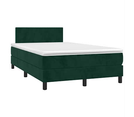 vidaXL Box Spring Bed with Mattress&LED Dark Green 120x200cm Velvet