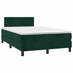 vidaXL Box Spring Bed with Mattress&LED Dark Green 120x200cm Velvet