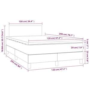 Box spring postel s matrací a LED tmavě modrá 120x200 cm samet - obrázek 9